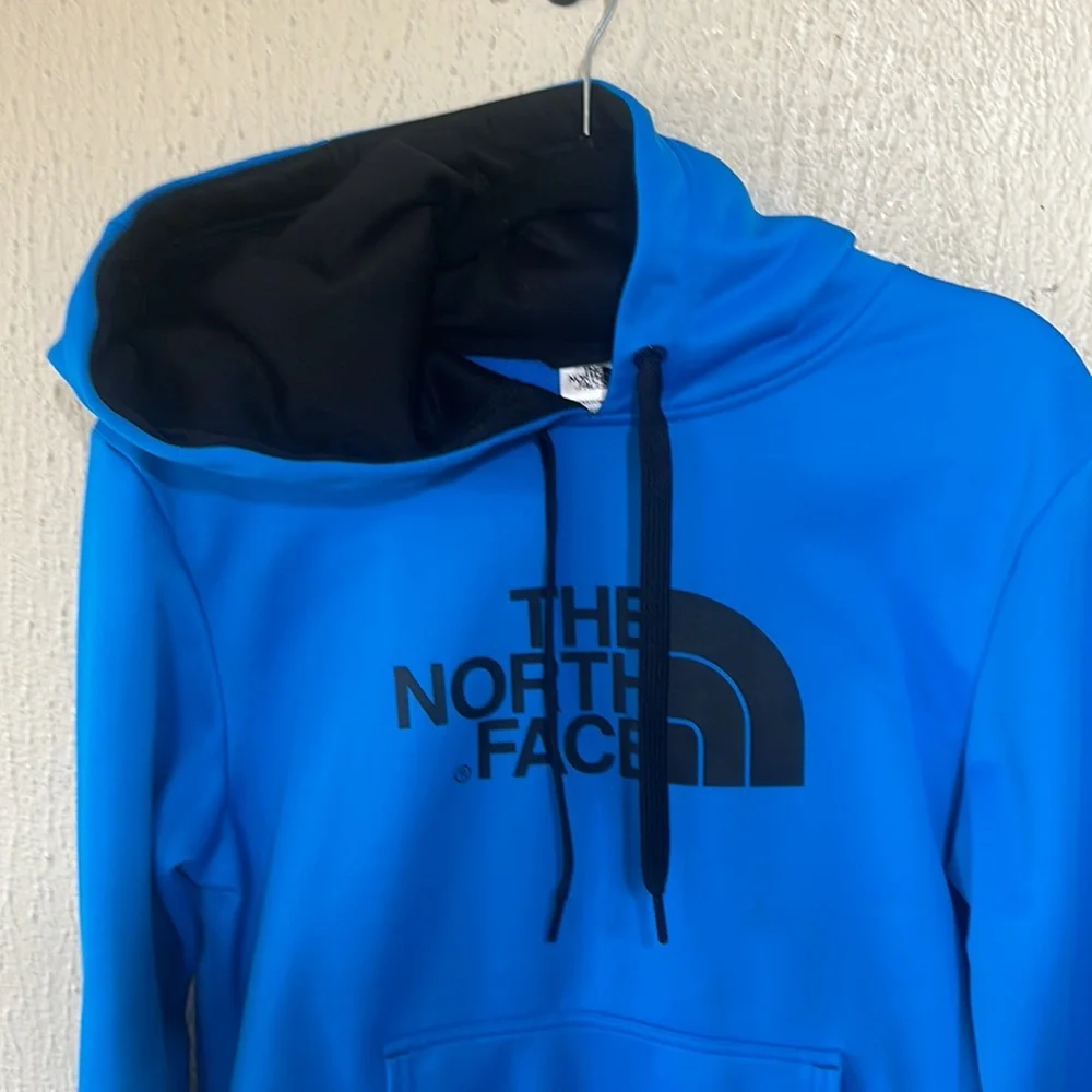 The North Face Men’s Small Blue/Black Logo Hoodie Sweatshirt Kangaroo Pk…